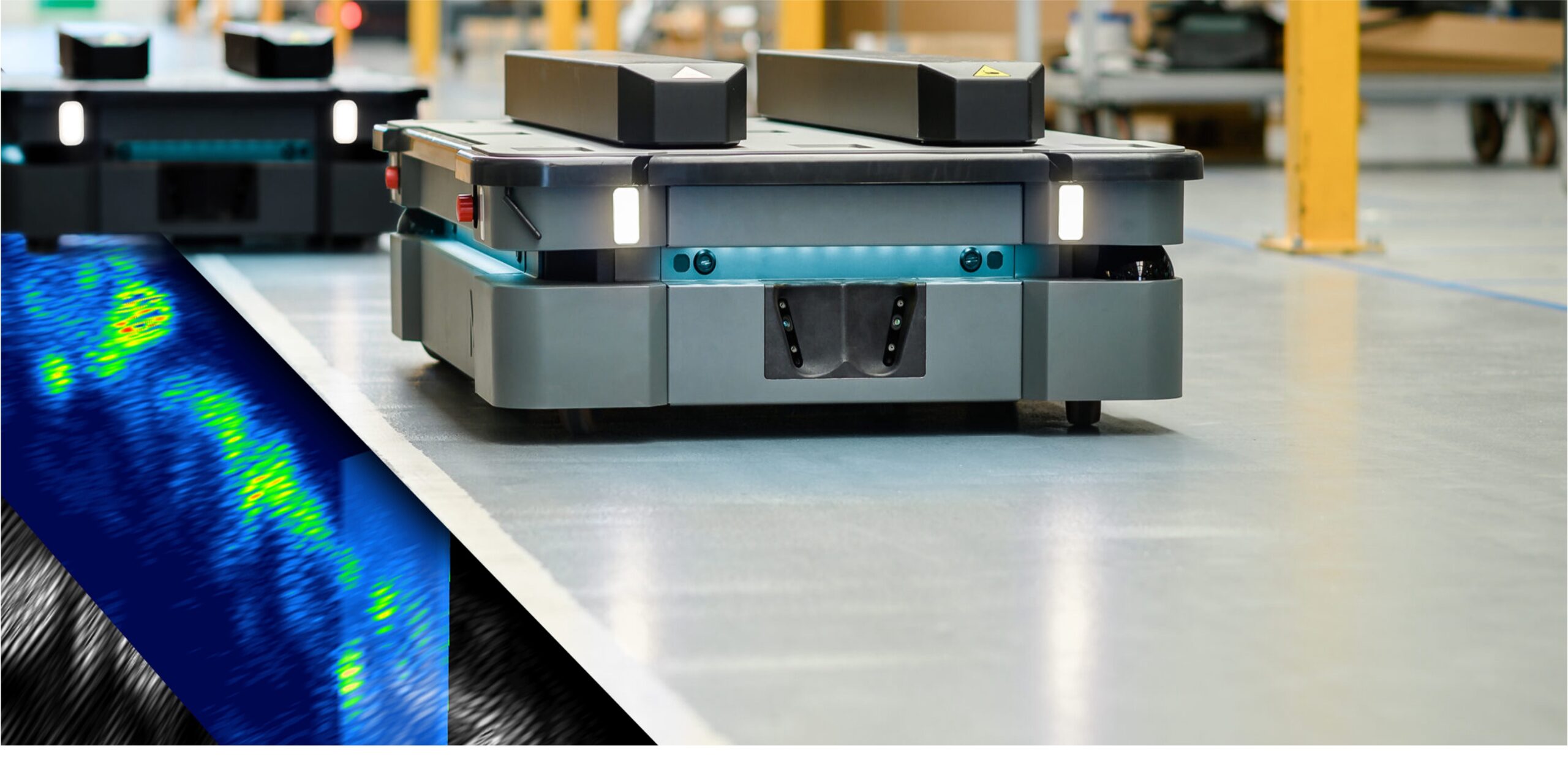 AMR in warehouse localizing indoors from ground penetrating radar