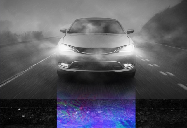 Car driving on the road using ground penetrating radar systems